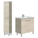 Set Mobili Bagno Marrone Rovere un Cassetto 3 Ripiani, 4 Ante - Didero