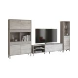 Set Mobili da Soggiorno Beige Chiaro Modulabile 7 Ripiani, 7 Ante - Nibionno