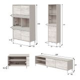 Set Mobili da Soggiorno Beige Chiaro Modulabile 7 Ripiani, 7 Ante - Nibionno