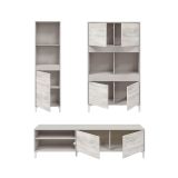 Set Mobili da Soggiorno Beige Chiaro Modulabile 7 Ripiani, 7 Ante - Nibionno