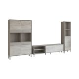 Set Mobili da Soggiorno Beige Chiaro Modulabile 7 Ripiani, 7 Ante - Nibionno