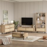 Set Mobili da Soggiorno Beige Marrone Rovere Modulabile 16 Ripiani, 8 Ante - Suardi