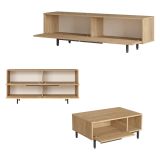 Set Mobili da Soggiorno Beige Marrone Rovere Modulabile 8 Ripiani, 7 Ante - Odolo