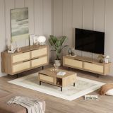Set Mobili da Soggiorno Beige Marrone Rovere Modulabile 8 Ripiani, 7 Ante - Odolo