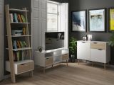 Set Mobili da Soggiorno Bianco Marrone Quercia 10 Ripiani 4 Cassetti, 2 Ante - Apiro