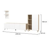 Set Mobili da Soggiorno Bianco Marrone Rovere Modulabile 7 Ripiani, Apertura Battente - Colverde
