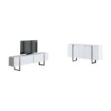 Set Mobili da Soggiorno Bianco Nero Modulabile 4 Ripiani, 10 Vani - Pignano