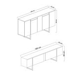 Set Mobili da Soggiorno Bianco Nero Modulabile 4 Ripiani, 10 Vani - Pignano