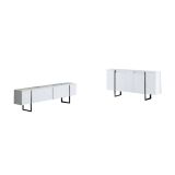 Set Mobili da Soggiorno Bianco Nero Modulabile 4 Ripiani, 10 Vani - Pignano