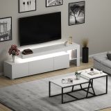 Set Mobili da Soggiorno Bianco Nero Modulabile 4 Ripiani, Apertura a Ribalta - Gizzeria