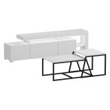 Set Mobili da Soggiorno Bianco Nero Modulabile 4 Ripiani, Apertura a Ribalta - Gizzeria