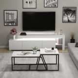 Set Mobili da Soggiorno Bianco Nero Modulabile 4 Ripiani, Apertura a Ribalta - Gizzeria