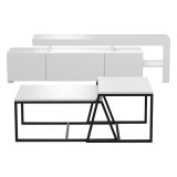 Set Mobili da Soggiorno Bianco Nero Modulabile 4 Ripiani, Apertura a Ribalta - Gizzeria