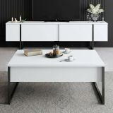 Set Mobili da Soggiorno Bianco Nero Modulabile Apertura a Ribalta, 2 Vani - Mornasco