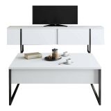 Set Mobili da Soggiorno Bianco Nero Modulabile Apertura a Ribalta, 2 Vani - Mornasco