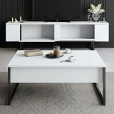 Set Mobili da Soggiorno Bianco Nero Modulabile Apertura a Ribalta, 2 Vani - Mornasco