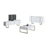 Set Mobili da Soggiorno Bianco oro Modulabile 4 Ripiani, Apertura Battente, a Ribalta - Pignano