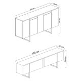 Set Mobili da Soggiorno Bianco oro Modulabile 4 Ripiani, Apertura Battente, a Ribalta - Pignano