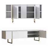 Set Mobili da Soggiorno Bianco oro Modulabile 4 Ripiani, Apertura Battente, a Ribalta - Pignano