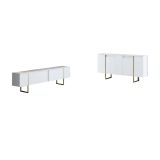 Set Mobili da Soggiorno Bianco oro Modulabile 4 Ripiani, Apertura Battente, a Ribalta - Pignano