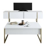 Set Mobili da Soggiorno Bianco oro Modulabile Apertura a Ribalta, 2 Vani - Mornasco