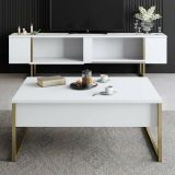 Set Mobili da Soggiorno Bianco oro Modulabile Apertura a Ribalta, 2 Vani - Mornasco