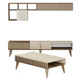Set Mobili da Soggiorno Marrone Beige Marmo Modulabile 9 Ripiani, 2 Ante - Cassacco