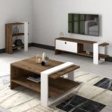 Set Mobili da Soggiorno Marrone Noce Bianco Modulabile 7 Ripiani, Un'anta - Mazzano