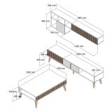 Set Mobili da Soggiorno Marrone Noce Bianco Modulabile 9 Ripiani, 2 Ante - Cassacco