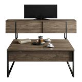Set Mobili da Soggiorno Marrone Noce Nero Modulabile 2 Ante, 2 Vani - Mornasco