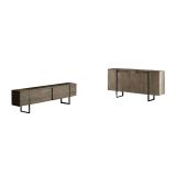 Set Mobili da Soggiorno Marrone Noce Nero Modulabile 4 Ripiani, Apertura Battente, a Ribalta - Pignano