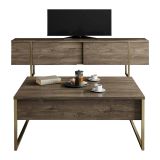 Set Mobili da Soggiorno Marrone Noce oro Modulabile 2 Ante, 2 Vani - Mornasco