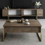 Set Mobili da Soggiorno Marrone Noce oro Modulabile 2 Ante, 2 Vani - Mornasco