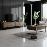 Set Mobili da Soggiorno Marrone Noce oro Modulabile 2 Ante, 2 Vani - Mornasco