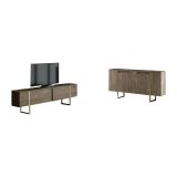 Set Mobili da Soggiorno Marrone Noce oro Modulabile 4 Ripiani, Apertura Battente, a Ribalta - Pignano