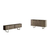 Set Mobili da Soggiorno Marrone Noce oro Modulabile 4 Ripiani, Apertura Battente, a Ribalta - Pignano
