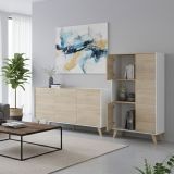 Set Mobili da Soggiorno Marrone Rovere Bianco 7 Ripiani Modulabile, Apertura Battente - Literno