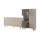 Set Mobili da Soggiorno Marrone Rovere Bianco 7 Ripiani Modulabile, Apertura Battente - Literno