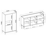 Set Mobili da Soggiorno Marrone Rovere Bianco 7 Ripiani Modulabile, Apertura Battente - Literno