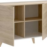 Set Mobili da Soggiorno Marrone Rovere Bianco 7 Ripiani Modulabile, Apertura Battente - Literno