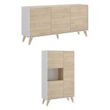 Set Mobili da Soggiorno Marrone Rovere Bianco 7 Ripiani Modulabile, Apertura Battente - Literno