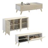 Set Mobili da Soggiorno Marrone Rovere Bianco Cassetti Modulabile, 4 Ripiani - Tellur