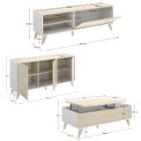 Set Mobili da Soggiorno Marrone Rovere Bianco Cassetti Modulabile, 4 Ripiani - Tellur