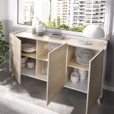 Set Mobili da Soggiorno Marrone Rovere Bianco Cassetti Modulabile, 4 Ripiani - Tellur