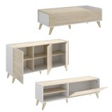 Set Mobili da Soggiorno Marrone Rovere Bianco Cassetti Modulabile, 4 Ripiani - Tellur