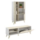 Set Mobili da Soggiorno Marrone Rovere Bianco Cassetti Modulabile, 5 Ripiani - Sutter