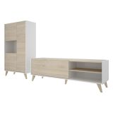 Set Mobili da Soggiorno Marrone Rovere Bianco Cassetti Modulabile, 5 Ripiani - Sutter