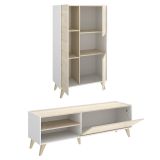 Set Mobili da Soggiorno Marrone Rovere Bianco Cassetti Modulabile, 5 Ripiani - Sutter