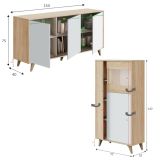 Set Mobili da Soggiorno Marrone Rovere Bianco Modulabile 8 Ripiani, 6 Ante - Leverano