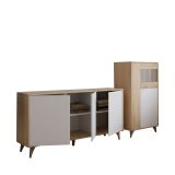 Set Mobili da Soggiorno Marrone Rovere Bianco Modulabile 8 Ripiani, 6 Ante - Leverano